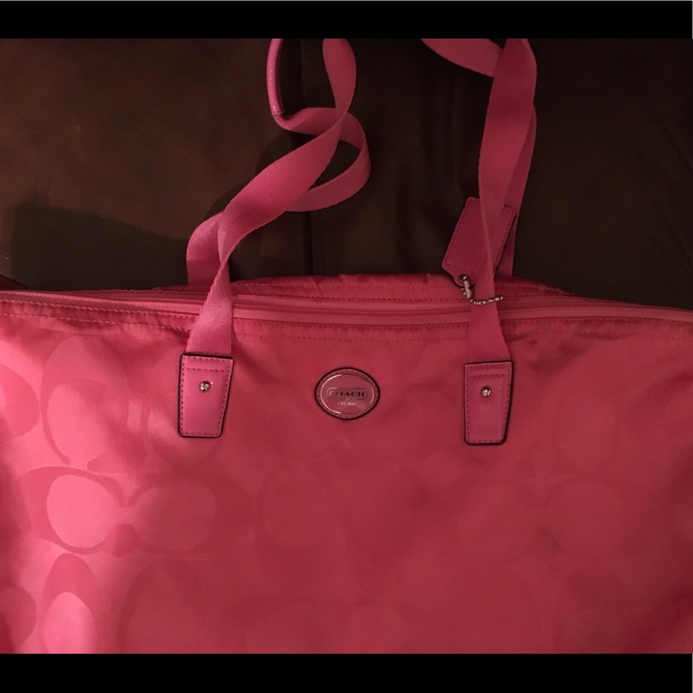 Coach large hot pink weekender bag